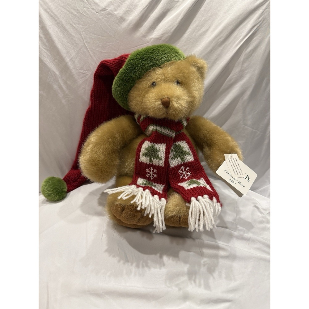 Dillards Christmas Teddy‎ Bear Plush Toy 18 inch Plush w/ Scarf Vintage 2003 NWT